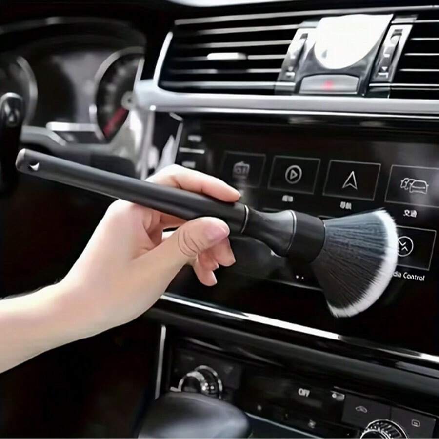 2Pcs Car Interior Detailing Brush Set - Soft Bristle Cleaning Tools For Air Vents, Dashboard & Crevices, Dual Size For Deep Dust Removal