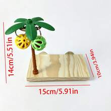 1pc Coconut Tree Shaped Bird Perch Stand, Decorative Parrot Bird Toy With Chewing Bell Ball, Boredom Relief Self-Entertainment Bird Stand, Perch, Cage Decoration For Budgies (Bell Ball Color Random) - A+B - View 2