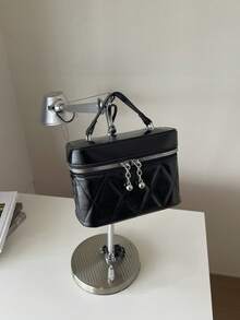Fashionable Retro Printed Crossbody Bag For Women, New Patchwork Versatile Shoulder Bag, Small Square Handbag, Box Bag - Black - View 1