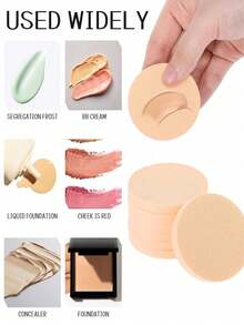 10/5/3/1pcs Makeup Sponges, Face Powder Puff Makeup Sponge, Used For Base Blending Makeup Sponge, Suitable For All Skin Types Beauty Foundation Powder Puff, Dry & Wet Use (Skin Tone, Round) - Multicolor - View 3