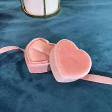 Vintage Heart-Shaped Mini Ring Box, Single Diamond Ring Box, Proposal Ring Box, Wedding Ceremony Ribbon Necklace Box, Jewelry Prop Storage Box - Multicolor - View 8