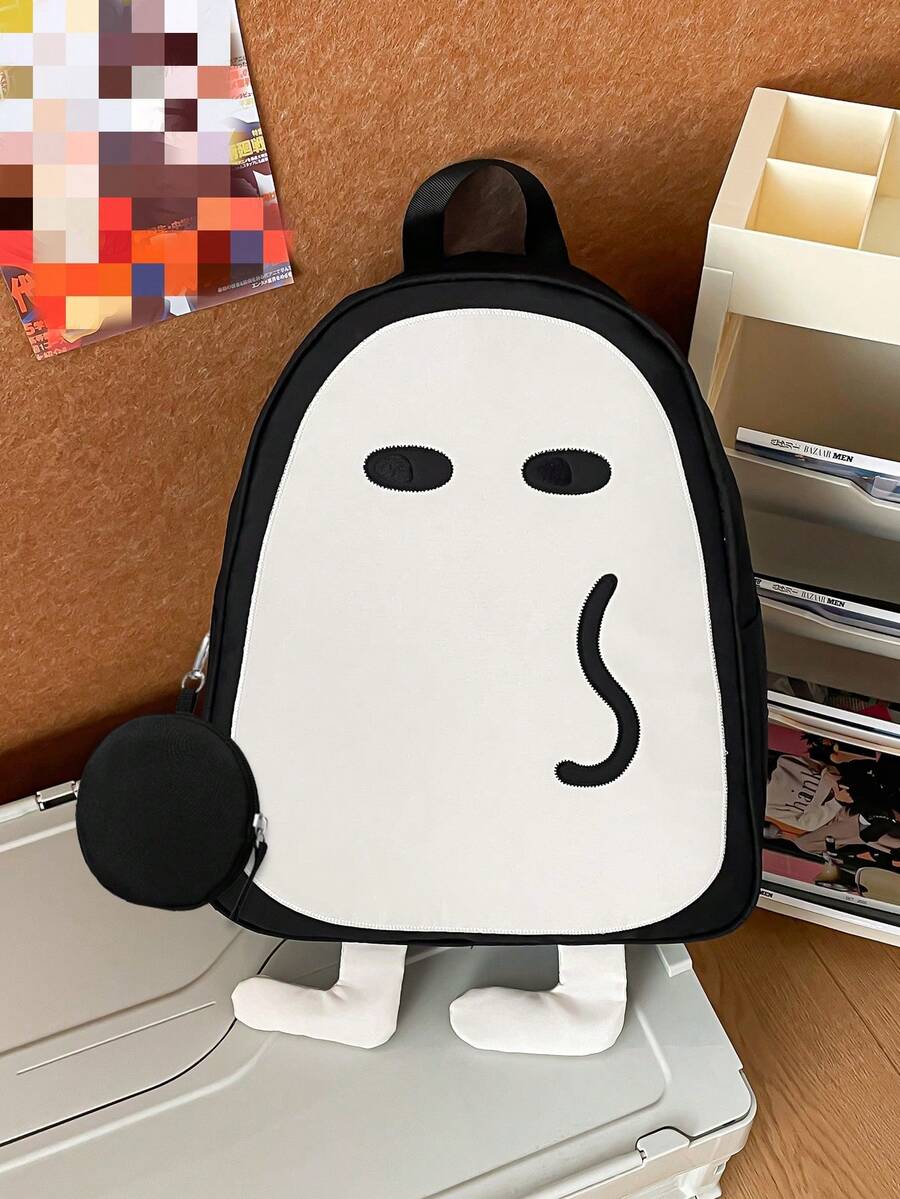 Myco Cute Cartoon Funny Backpack, Student School Bag, Ugly-Cute Commuter Backpack, Halloween Ghost Backpack, Essential For Commuting And Travel, Best Gift For Halloween And Christmas