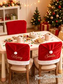 Personalized Santa Chair Cover, Customized Embroidered Christmas Dining Chair Back Cover, Holiday Table Decor, Christmas Home Gift, Customized Family Holiday Dining Decor - Multicolor - View 2