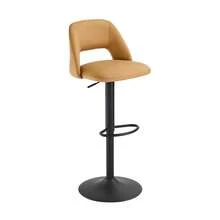Goeurvant Nordic Height Adjustable Bar Stools 360° Swivel Kitchen Island Chair With Hollow Back And Counter Stools With Footrest For Bistro Café Breakfast Bar-Camel PU Leather - Camel PU Leather - View 4
