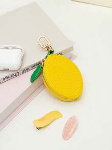 1pc Personalized Customized 2026 New Creative Bag Charm Fruit Shaped Coin Purse PU Leather Keychain Portable Cute Coin Pouch Gift - Multicolor - View 3
