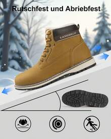 LANGDU Mens Winter Boots Walking Warm Snow Boot - Brown - View 4