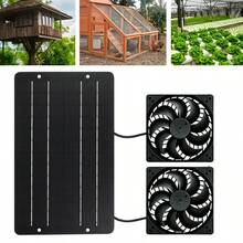 Low Noise Solar Panel With 2 Cooling Fans, Outdoor Solar Fan Kit, Solar Powered No Battery Required, Suitable For Attic, Shed, Barn, Greenhouse, Dog House And Pet House - Black - View 2