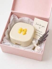 Bow Makeup Mirror Jewelry Storage Box, Plastic Drawer-Style Multi-Layer Cosmetic Mirror, Foldable Convenient Small Mirror Box, Foldable Covered Storage Box, Lightweight Dustproof, High Definition Mirror Surface, Smooth Sliding Drawers, Dressing Table Layered Compartments For Necklaces Rings Hair Clips, Fits Flat Inside Travel Suitcase With Lid Closed, Suitable For Women, College Students, Office Workers, Perfect Gift Between Friends, Protective Souvenir, Birthday Gift - Multicolor - View 5
