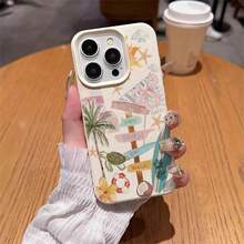 1pc TPU Material Beach Coconut Tree Turtle Pattern Phone Case Compatible With IPhone 17 Pro Max/17/16 Pro Max/15/13/12/11/ S20 FE/A15/S24/A55/ Note 11/Note 12/Note 13 Pro Full Coverage Anti-Drop Soft Shell Protective Cover - White - View 4