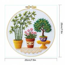 1PC 15*15cm/5.9*5.9in 20*20cm/7.9*7.9in, Houseplants Embroidery Kit, DIY Handmade Embroidery Set For Adult Beginners, Home Gift, Women's Sewing Gift, Including User Manual, Printed Pattern Fabric, Embroidery Frame, Needle And Thread. - Indoor Plants - View 5