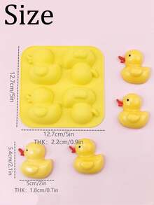 4-Cavity Big Yellow Duck & Little Yellow Duck Silicone Baking Mold, Cute Cartoon Duck Cake Chocolate Dessert Mold, Home DIY Baking Tool - Multicolor - View 5