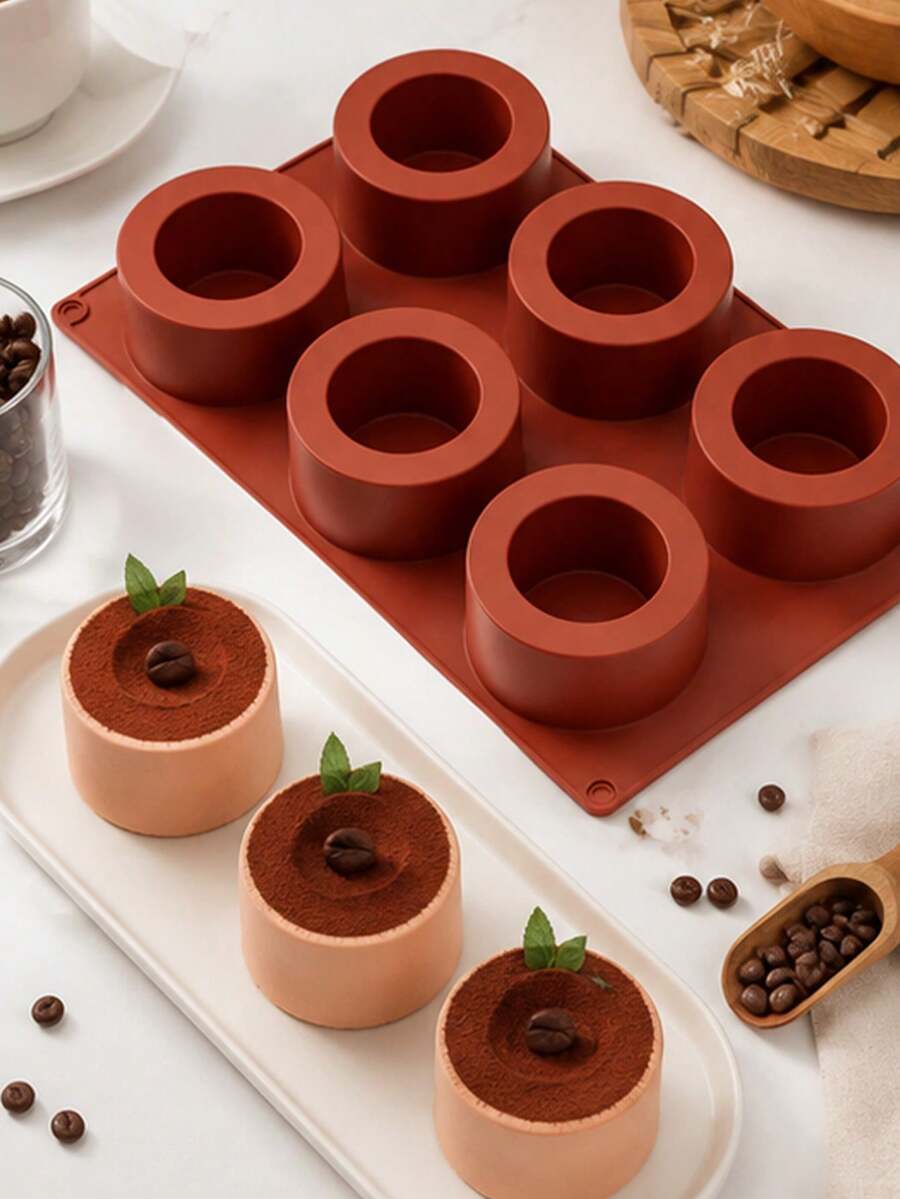 Rund silikonbakform med 6 hål och textur för tårta, mousse, choklad, pudding och dessert, DIY-bakverktyg för hemmet