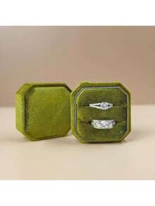 1pc Octagonal Velvet Ring Box, 2/3 Slots, Triple/Double Slot Ring Box, Wedding Ring Box, Wedding Ceremony Ring Box, Proposal Ring Box, Engagement Ring Box, Back To School Ring Box - Multicolor - View 5