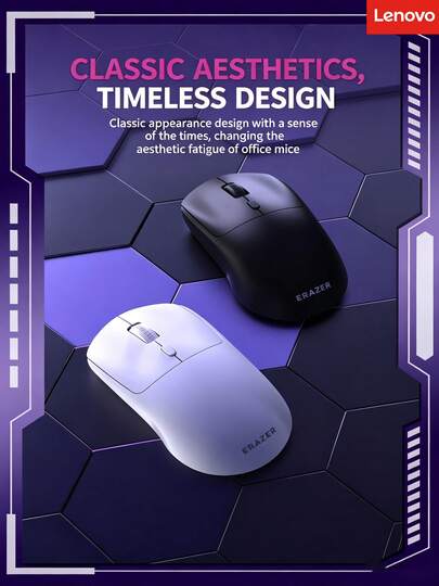 Lenovo Wireless Mouse Bluetooth + 2.4G Receiver Dual Mode Ergonomic Adjustable DPI, Portable Mouse For Office, Home, And Gaming