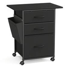 VASAGLE 3-Drawer File Cabinet, Mobile Printer Stand - Black - View 1