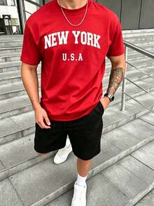 Men T-Shirt Co-Ords - Red - View 1