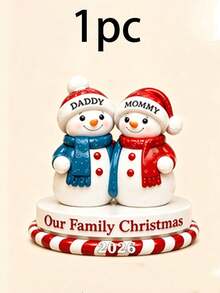 Custom Christmas Snowman Ornament, Personalized 1-9 Names Family Decor, Customized Xmas Keepsake Gift, Customizable Tree Hanging Ornament For Family Christmas Party Decorations - Style F - View 15