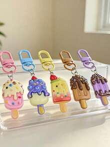 Mixed Color Cute 3D Realistic Ice Cream Popsicle Bag Charm Keychain, Bag Pendant, Car Accessory, Women's Style - Multicolor - View 4