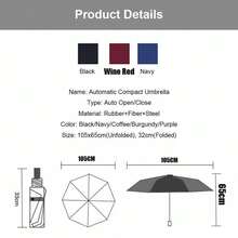 Double Wind Resistant Strong Automatic Open&Close Folding Canopy 10 Rib Umbrella - Multicolor - View 10