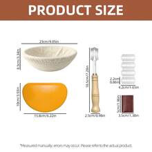 23cm Round/25cm Oval Bread Fermentation Basket Set, Includes Liner, Dough Scraper And Lame, Suitable For Handmade Sourdough Bread Fermentation Basket Set - - - View 2