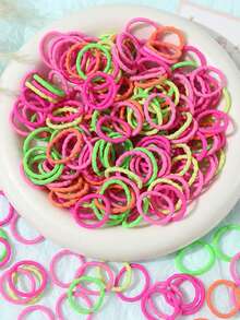 50/100pcs 2CM Elastic Hair Bands, Girls Rubber Bands, Cute Small Hair Ties With Decorative Rings, No-Damage Hair Accessories, Candy Color Hair Ropes And Hair Rings For Girls, Suitable For Shopping And Dressing Up - Multicolor - View 8