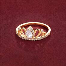 1pc Fashion Water Drop Crown Shaped Artificial Zirconia Ring For Women - Multicolor - View 1