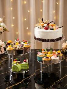 Clear Acrylic Dessert Stand Round Pastry Display Rack For Baklava Wedding Party - Clear - View 5