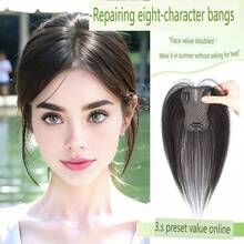 8-Character Bangs Fashion Natural Wig Hairpiece For Women, Seamless Lightweight Thin Top Hair Extension Clip-In Hair Accessory - Coffee Brown - View 10