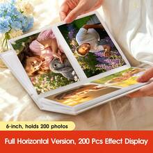 1pc Photo Album For 4*6inch Photos, Large Capacity, Full Landscape Pocket Design, 6 Inch 200 Photos, Suitable For Organizing Scattered Life Photos And Commemorative Event Images - A - View 2