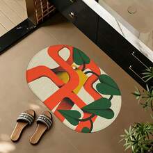 1pc Oval Flannel Door Mat, Soft Comfortable Absorbent Non-Slip Machine Washable With Backing, Suitable For Entrance, Living Room, Patio, Bedroom, Kitchen, Laundry Room, Bathroom, Multi-Functional Home Floor Mat, Entryway Rug, Kitchen Bathroom Carpet, Holiday Decoration - Multicolor - View 7