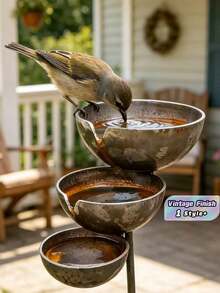 1 Set Vintage Iron Rain Collector Bird Feeder Bee Waterer Rustic Natural Finish Hummingbird Bird Insect Garden Water Feature Patio Birdbath Outdoor Spring Summer Decor Gift Bird Lovers Housewarming Must Haves - Multiple Styles - View 4