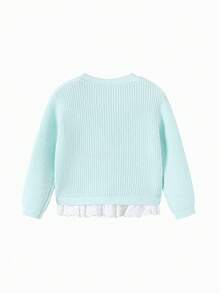 Balabala Baby Girls Knit Sweater Soft‑Touch New Autumn Winter Knitted Base Layer Pullover For Little Young Girl - Blue Tint - View 5