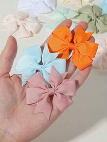 40pcs Ribbed Satin Bow Hair Clips, Multi-Color Solid Side Bang Clips, Minimalist Daily Versatile Hair Accessories For Organizing Loose Hair And Bangs - Mixed color - View 10