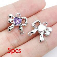 5/20pcs Silvery Plated Purple Rhinestone Charms Dolphin Shell Star Heart Butterfly Owl Pendant For DIY Necklace Earring Jewelry Making Findings - Mauve Purple - View 14