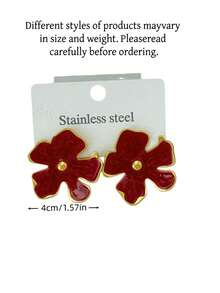 24pcs/Set Stainless Steel Earrings For Women - Geometric, Floral, Heart, Butterfly, Leaf Designs, Suitable For Daily Wear, Vacation, Holiday Gifts, Random Styles - Multicolor - View 10
