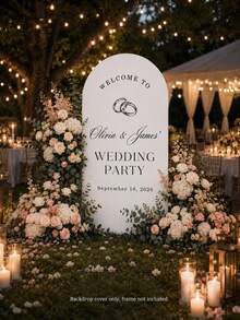 Customized Wedding Arch Fabric Decor Cover, Personalized Photo/Name/Date/Text, Polyester Double-Sided Elastic Backdrop, Party Decoration, Wedding Welcome Sign, Bridal Shower Gift, No Power Required, Suitable For Wedding, Birthday, Party - Multicolor - View 8