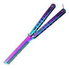 1pc Butterfly Practice Comb Foldable Men's Steel Comb Training Tool Flip Knife Comb Unsharpened Stainless Steel Suitable For Outdoor Beginners - Multicolor - View 15