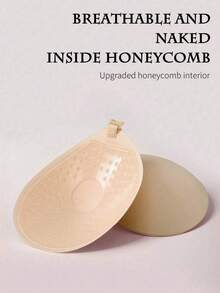 1 Pair Reusable Front-Clasp Silicone Adhesive Bra, Invisible Strapless Underwear, Suitable For Summer Spaghetti Strap Tops, Wedding Evening Gowns - Multicolor - View 5