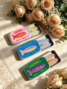 Creative Sardine Can Hair Clip Set, Sardine Storage Box, Sardine Hair Clip, Hair Accessory, Sardine Can Container, Small Accessory Storage Box, Daily Decorative Gift - Multicolor - View 2