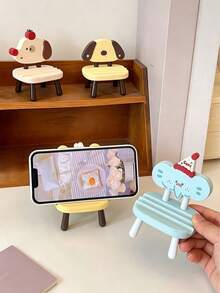 1pc Cute Cartoon Phone Stand, Creative Stool Design, Suitable For Phone Or Tablet, Upright Phone Holder, Phone Decoration, Phone Stand, Gift, Graduation Gift, Home Decor, Room Decor - Multicolor - View 7