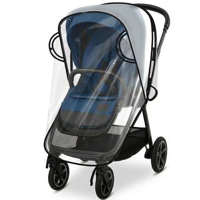 Frosted Side Mesh Baby Stroller Rain Cover, Transparent Windproof Rain Cover, Autumn/Winter Baby Stroller Rain Cover, Easy To Install, Easy To Carry, Foldable (Rain Cover Only)