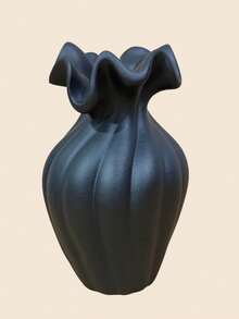 1pc Matte Black Sculptural Decorative Vase, Modern Flower Pot Suitable For Fresh Or Artificial Flowers, Living Room Tabletop Home Decor, Gift For Best Friend, Housewarming Gift - Multicolor - View 10