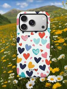 GIIPPA 1pc White Background & Heart Pattern Design Phone 17 Pro Max Phone Case, Compatible With Phone 16 Pro Max, 15 Pro Max, 14 Pro Max, Korean Style High-End Fashion Fun Phone Case, Compatible With 11/12/13/14/15/16 Pro Max Plus, Elegant Design Suitable For Men And Women, Perfect Gift For Girlfriend On Christmas, Valentine's Day, Easter, Wedding Season And Birthday! - Multicolor - View 7