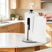 1pc Stainless Steel Kitchen Paper Towel Holder With Spray Bottle, No-Drill Countertop Paper Towel Holder And Spray 2-In-1, Kitchen Countertop Paper Towel Holder - Multicolor - View 3