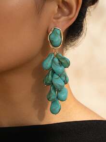 1 Pair Vintage Punk Style Pendant Earrings With Rhinestone Eye Design, Luxurious Tassel Earrings, Suitable For Fashionable Outfits - Purple - View 12