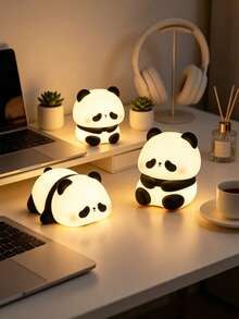 1pc Panda Shaped Home Decor Night Light - Silicone Touch Lamp, 3 Modes, USB Rechargeable LED Light, Suitable For Bedroom, Living Room, Desk And Other Indoor Decor, Thoughtful Christmas Gift For Family And Friends - Multicolor - View 8