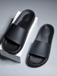 Plus Size Men's Adjustable Non-Slip Soft Sole Slide Sandals, Comfortable Outdoor Slippers For Wide Feet In Summer - Black - View 4