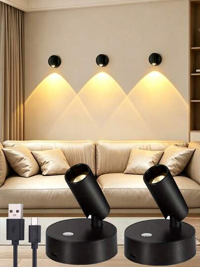 LED Magnetic USB Rechargeable Wall Light Spotlight, No Wiring No Drilling Bedroom Bedside Reading Light, Picture Lighting Ambient Light