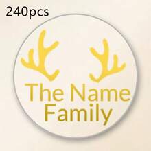 30-240pcs Custom Clear Christmas Name Stickers, Personalized Golden Holiday Gift Labels, Festive Christmas Tree Style, Customized Transparent Stickers, Gift Wrapping Decor, Customizable Name Seals, Christmas Party Favors, Christmas Gifts, Family - Multicolor - View 9