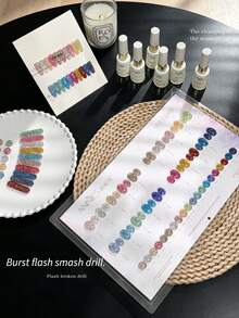 ANNIES 12ml20 Warna Four Seasons Star Remote Broken Diamond Gel Nail Polish Set, Jenis Baru Gel Kuku Disco Broken Diamond Reflektif Kilat yang Meledak untuk Salon Kuku - MultiWarna - View 5